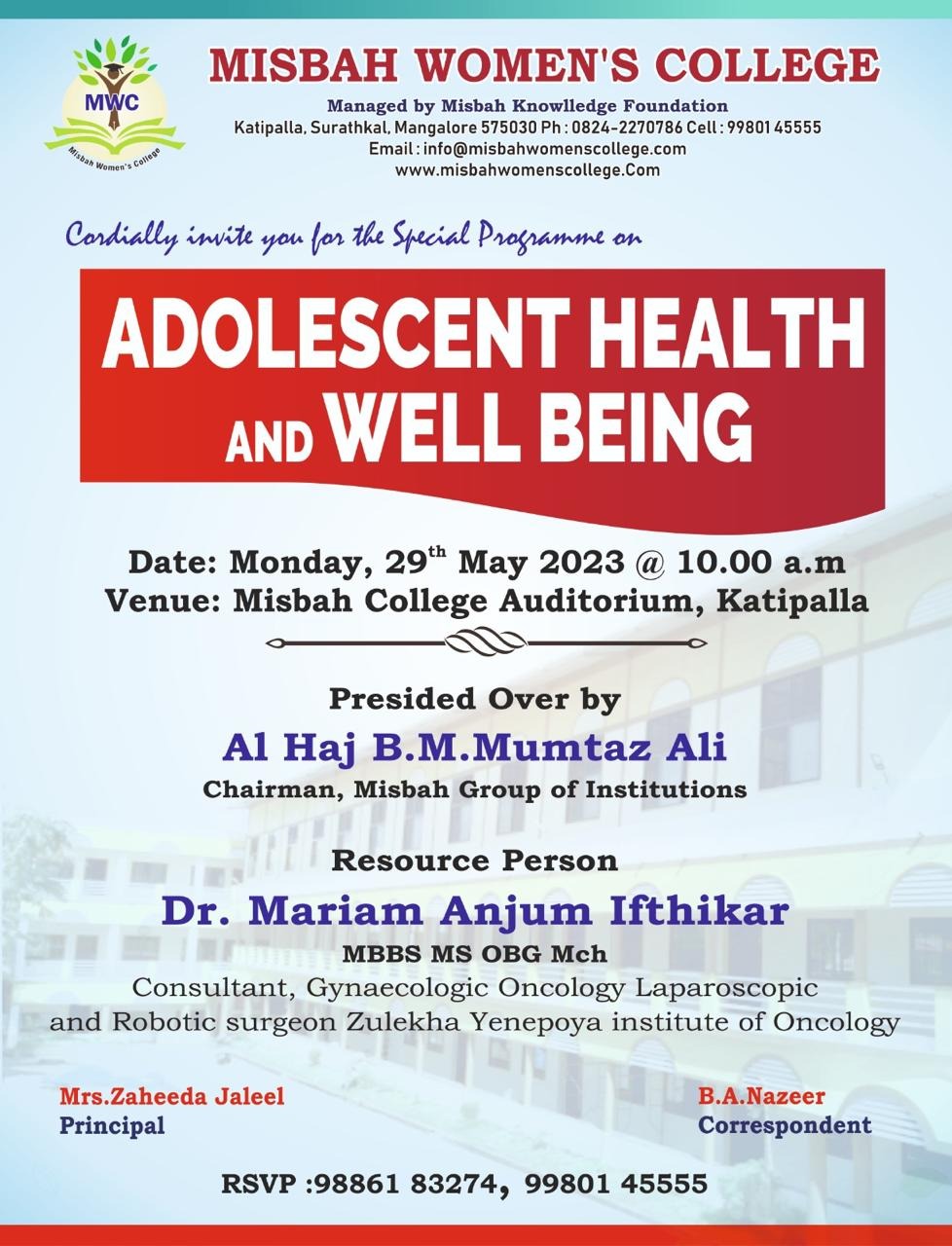 Dr. Mariam Anjum — Adolescent Health — Misbah Women's College